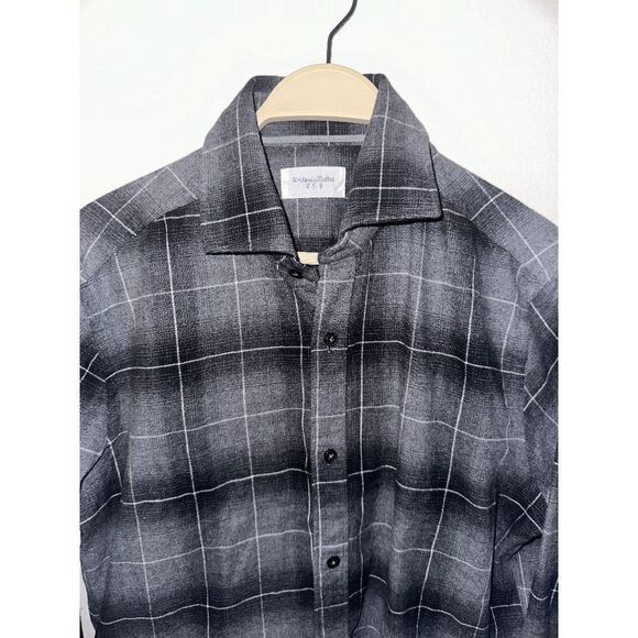 Men's Tintoria Mattei 954 Gray Flannel Casual Button Down 40 15 3/4 (Medium) - Picture 4 of 6